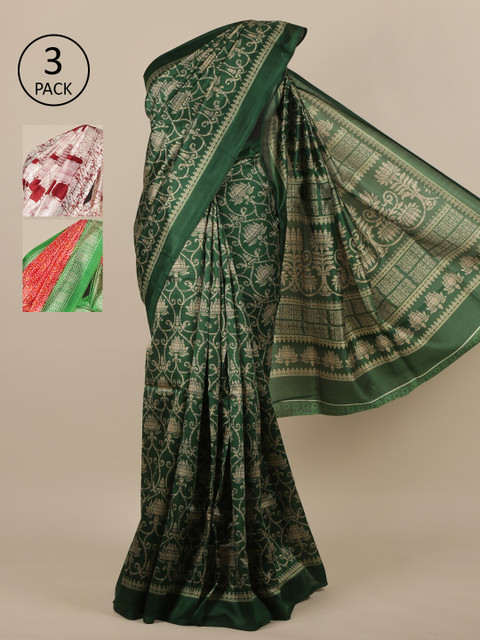 

Pothys-Pack of 3 Assorted Jute Print Sarees