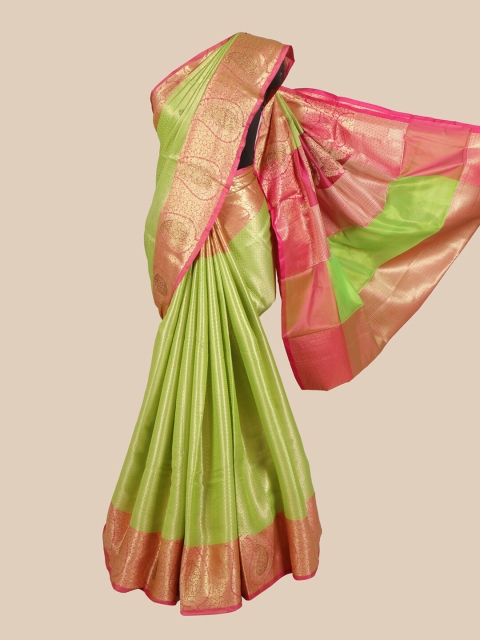 

Pothys Green & Pink Woven Design Art Silk Banarasi Saree