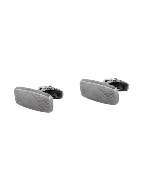 

The Tie Hub Black & Silver-Toned Rectangular cufflinks
