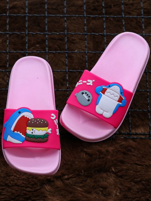

FEETWELL SHOES Kids Pink & Pink Rubber Sliders