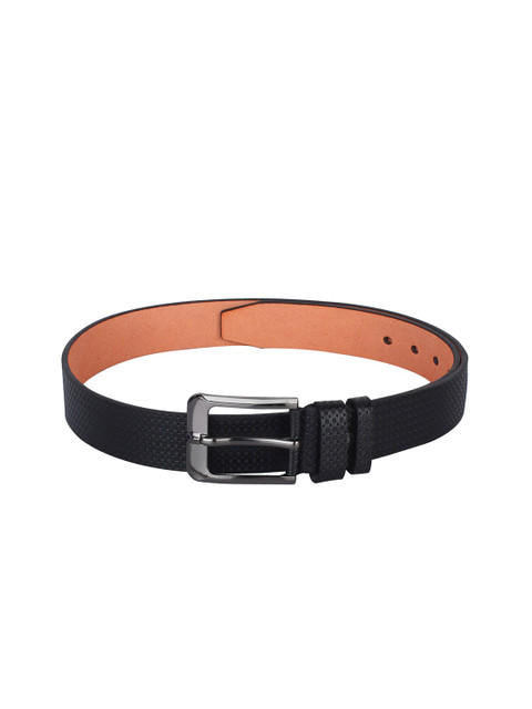 

Swiss Design Men Black Textured Formal Belt