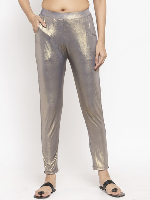 

NEUDIS by Dhrohar Women Brown & Silver Skinny Fit Solid Treggings