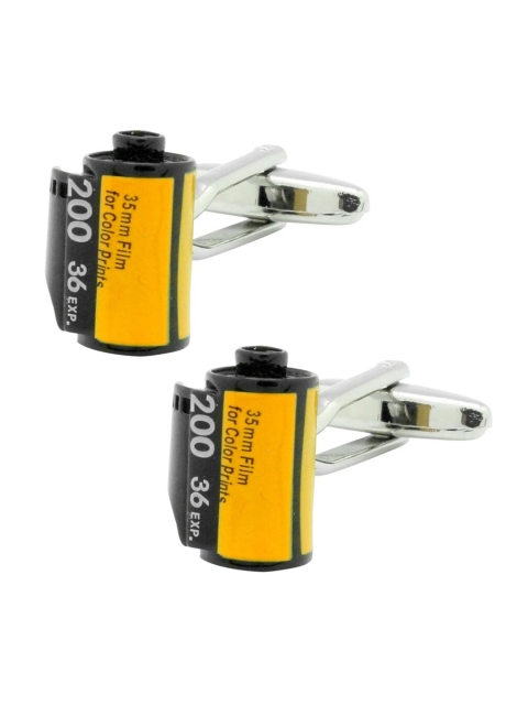 

The Tie Hub Yellow & Silver-Toned Quirky Printed Cufflink