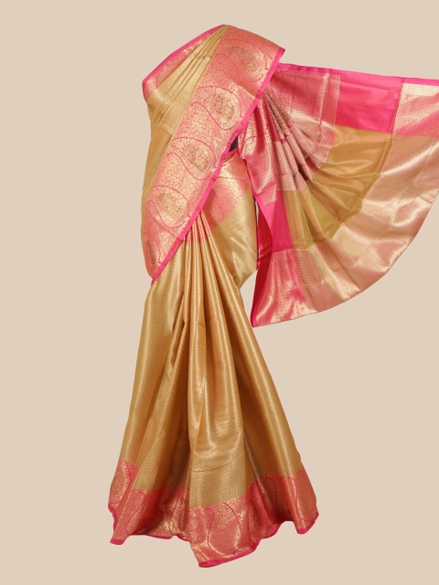 

Pothys Gold & Pink Zari Art Silk Banarasi Saree