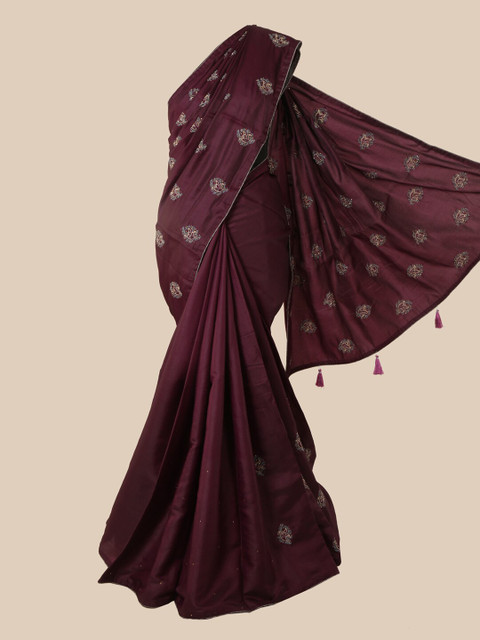 

Pothys Purple Ethnic Motifs Embroidered Art Silk Saree