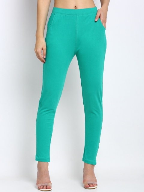 

NEUDIS Women Teal Green Solid Slim Fit Treggings