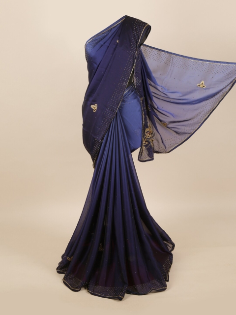 

Pothys Women Blue Embellished Pure Georgette Saree