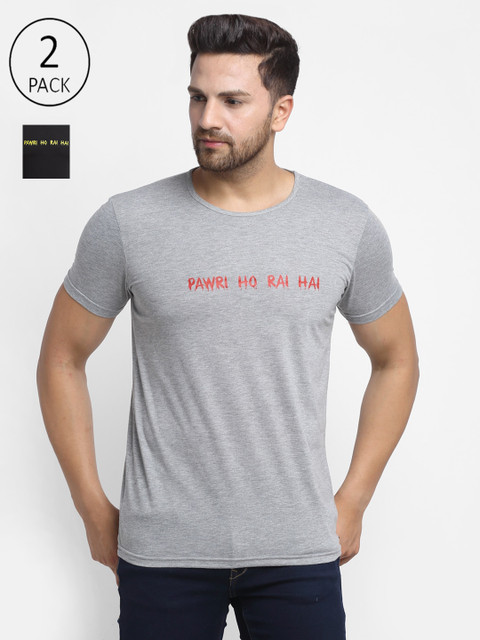 

VIMAL JONNEY Men Pack of 2 Printed T-shirt, Grey