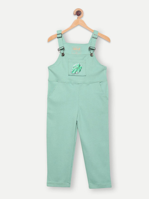 

GOJI Girls Green Solid Straight Leg Dungarees