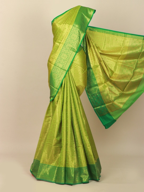 

Pothys Green & Golden Ethnic Motifs Zari Art Silk Banarasi Saree