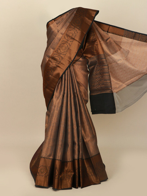 

Pothys Copper-Toned & Grey Woven Design Art Silk Banarasi Saree