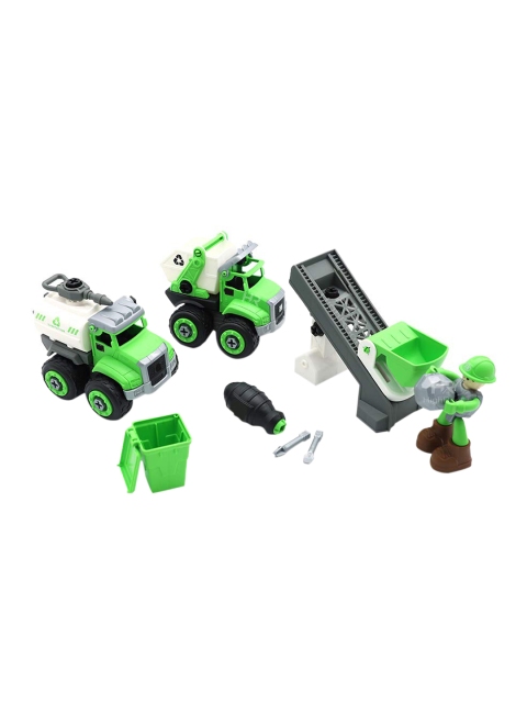 

SWADESI STUFF Kids Green & Grey City Cleaning Friction Powered Toy Vehicle Set