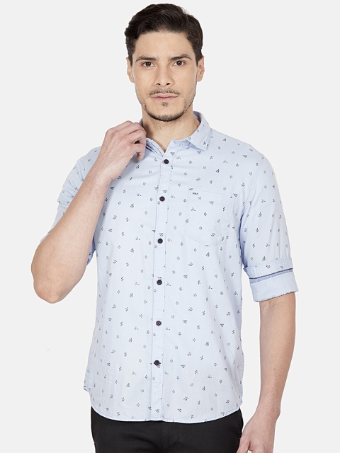 

Oxemberg Men Blue Slim Fit Printed Casual Shirt
