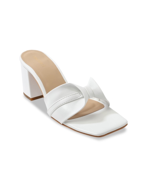 

FOREVER 21 White PU Block Heels
