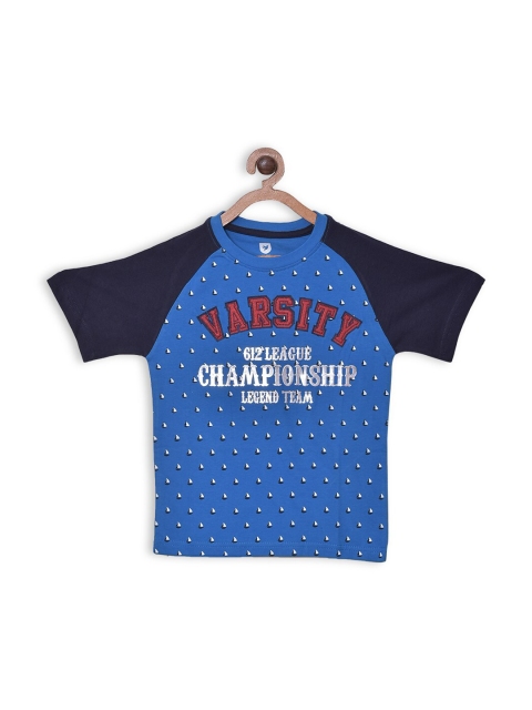 

612 league Boys Blue Printed Applique T-shirt