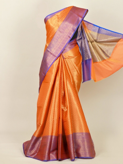 

Pothys Orange & Gold-Toned Woven Design Art Silk Banarasi Saree