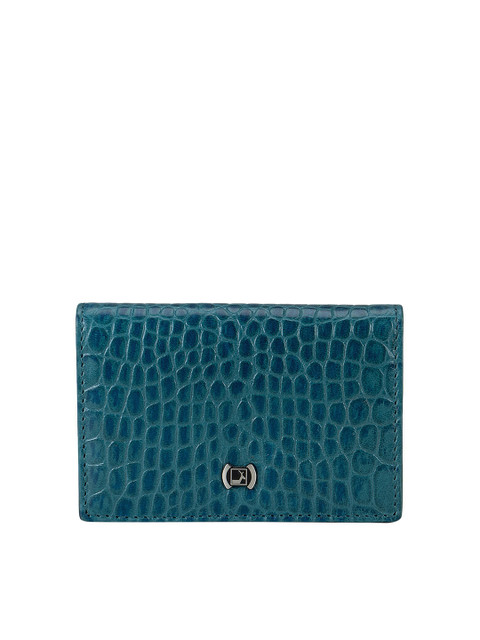 

Da Milano Men Blue Crocodile Textured Leather Card Holder