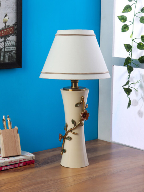 

Aapno Rajasthan White Contemporary Table Lamp with Shade