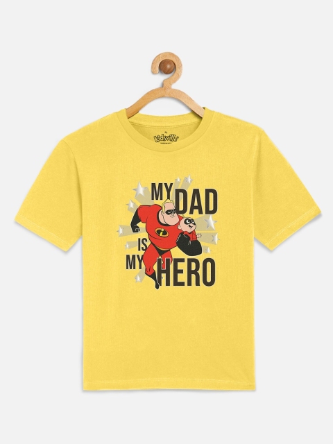 

Kids Ville Boys Yellow The Incredibles Printed Cotton Pure Cotton T-shirt