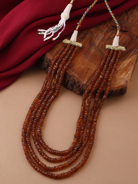 

Tistabene Brown & White Gold-Plated Bead String Layered Necklace