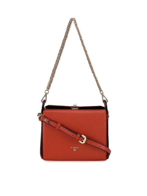 

Da Milano Red Leather Structured Sling Bag