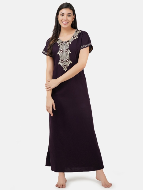

KOI SLEEPWEAR Burgundy Embroidered Maxi Nightdress