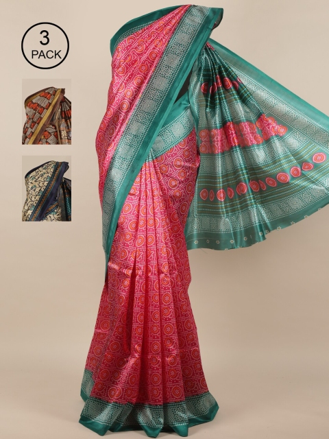 

Pothys Multicoloured Set of 3 Jute Silk Saree, Multi