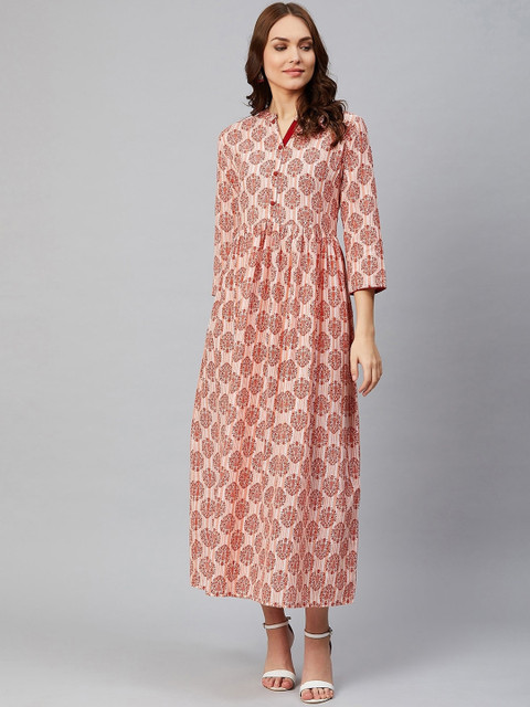 

Sringam Red Ethnic Motifs Maxi Dress