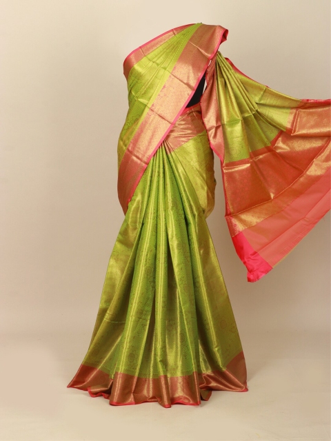 

Pothys Green & Golden Ethnic Motifs Art Silk Banarasi Saree