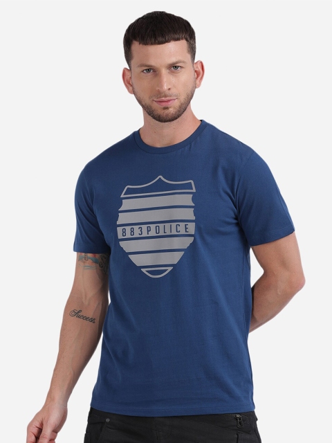 

883 Police Men Blue Brand Logo Printed T-shirt