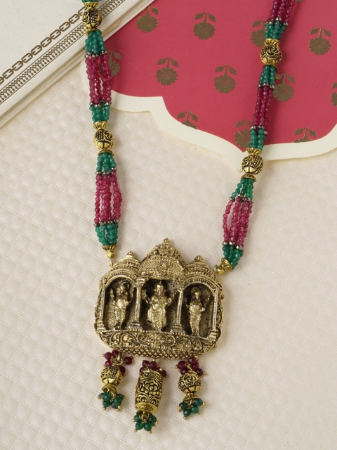 

Tistabene Gold-Toned & Green Gold-Plated Temple Necklace