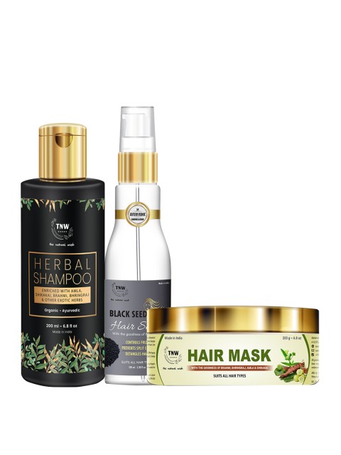 

TNW The Natural Wash Combo of 3 Amla Hair Mask 200 Gm With Hair Serum 100 ml & Shampoo 200 ml, White