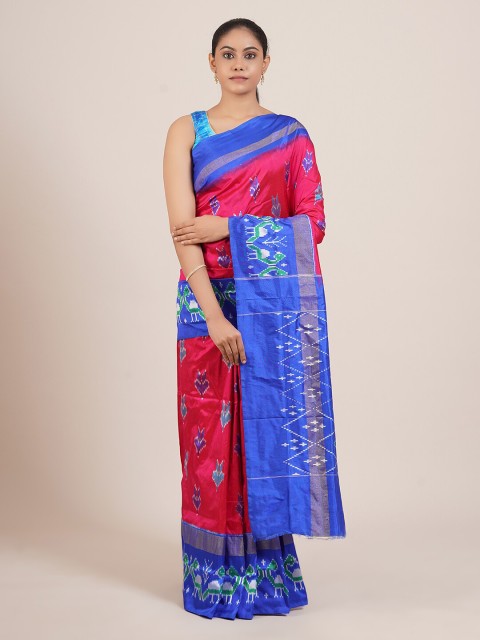 

Pothys Pink & Blue Pure Silk Kanjeevaram Saree