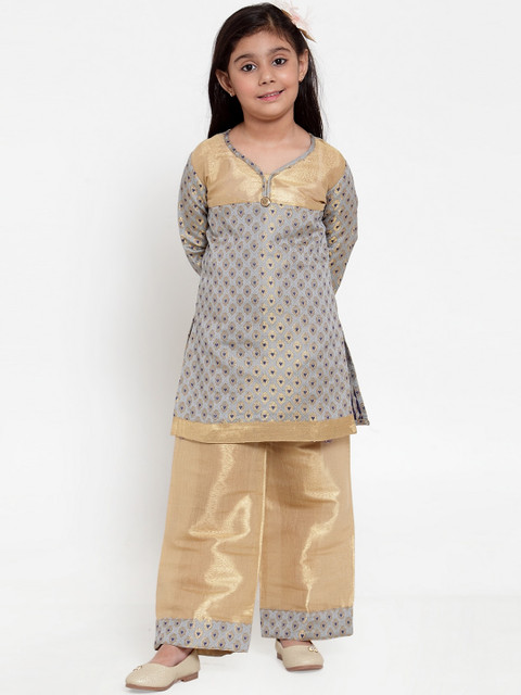 

Baani Creations Girls Grey Kurti with Palazzos