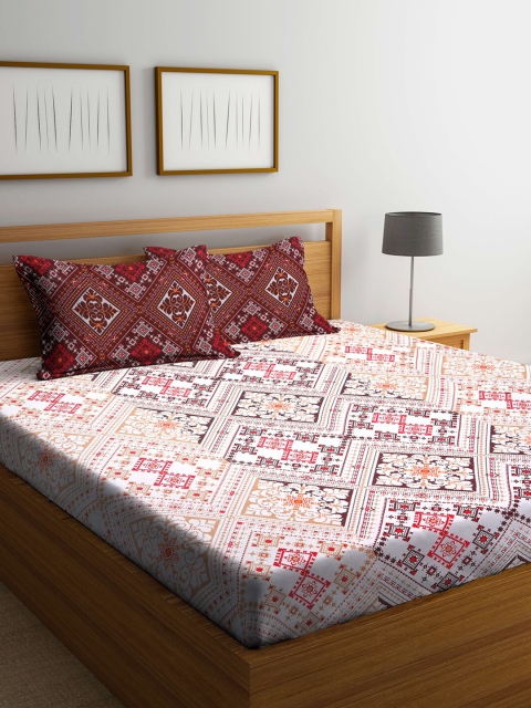 

Weaving Magic Brown & White 104 TC Queen Bedsheet with 2 Pillow Covers
