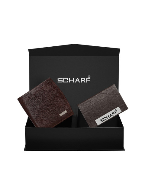 

SCHARF Brown & Grey Textured Leather Accessory Gift Set