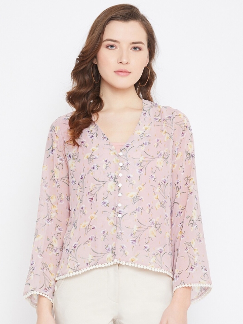 

Octave Pink Floral Georgette Regular Top