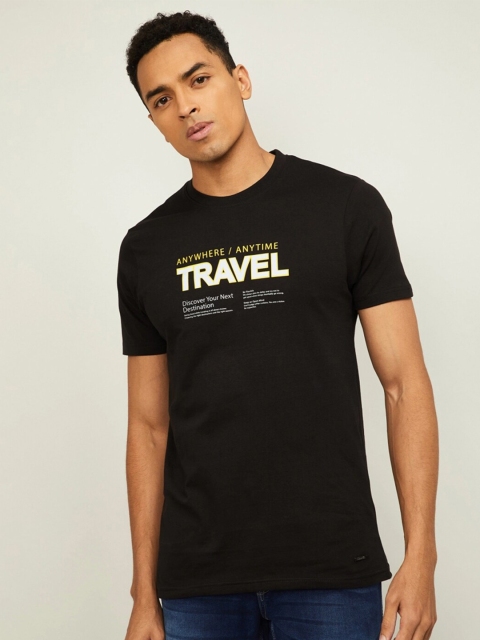 

Bossini Men Black Typography Printed Slim Fit T-shirt