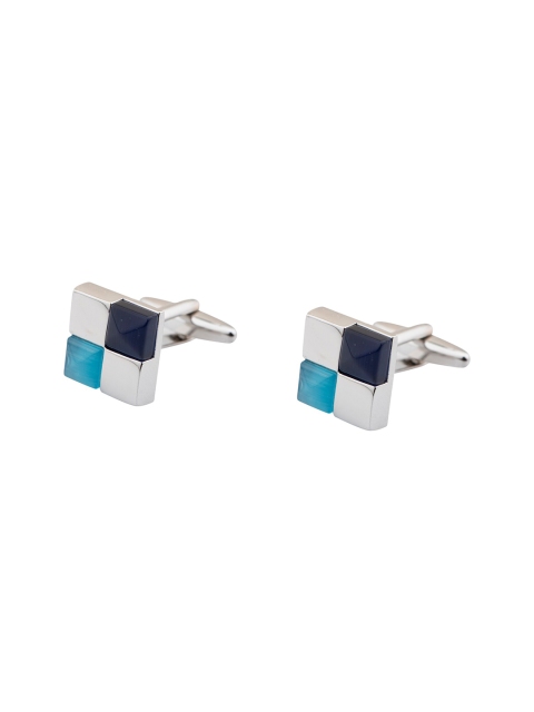 

The Tie Hub Multicoloured Rhodium Plated Four Square Cufflink, Multi