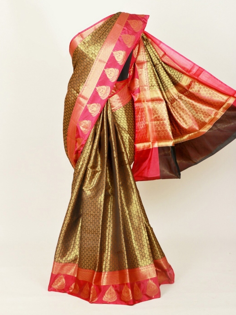 

Pothys Gold-Toned & Green Woven Design Zari Art Silk Banarasi Saree