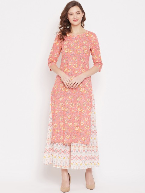 

PANIT Women Pink Floral Printed Kurta with Palazzos