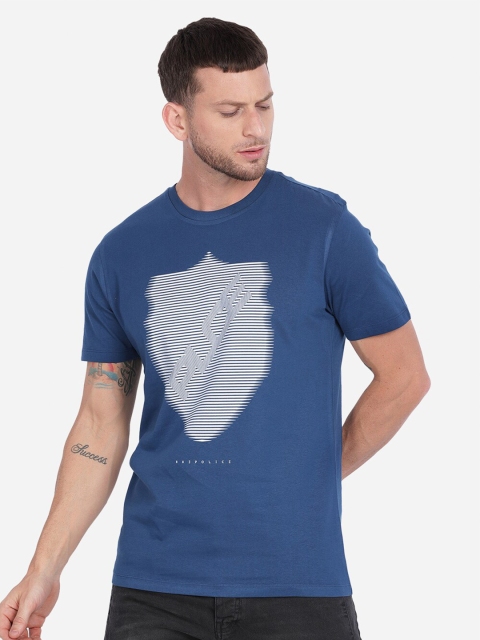 

883 Police Men Navy Blue Printed T-shirt