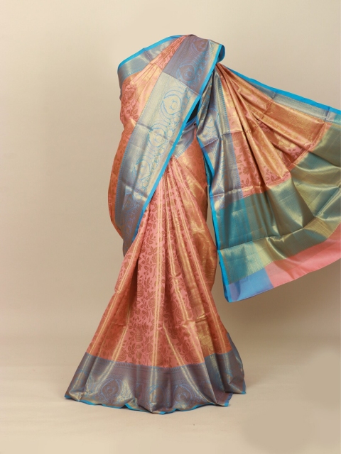

Pothys Pink & Gold-Toned Ethnic Motifs Zari Art Silk Banarasi Saree