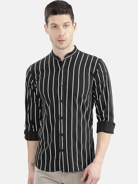 

V2 Value & Variety Men Black Striped Cotton Casual Shirt