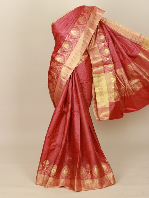 

Pothys Pink & Beige Pure Silk Tussar Saree