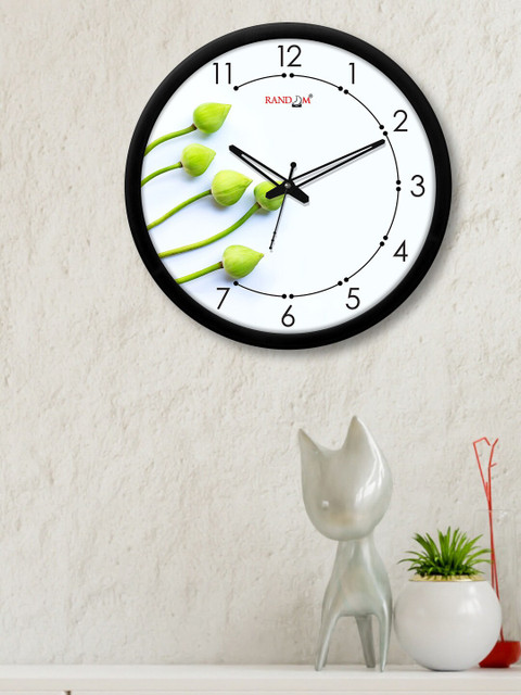 

RANDOM White & Green Printed Contemporary Wall Clock