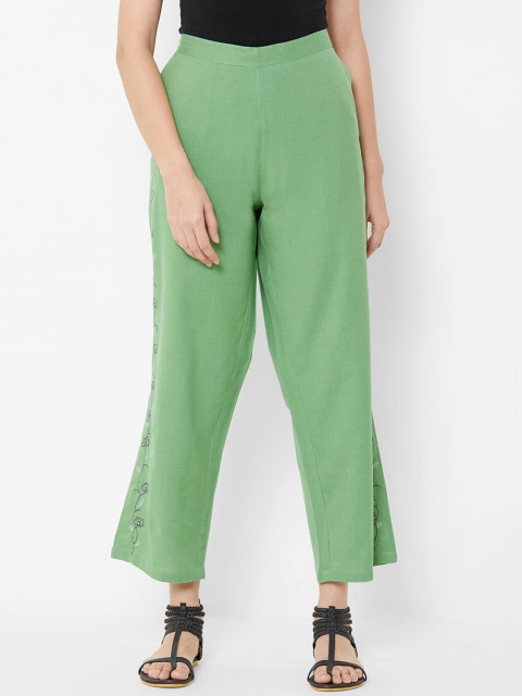 

ZOLA Women Green Floral Printed Cotton Trousers