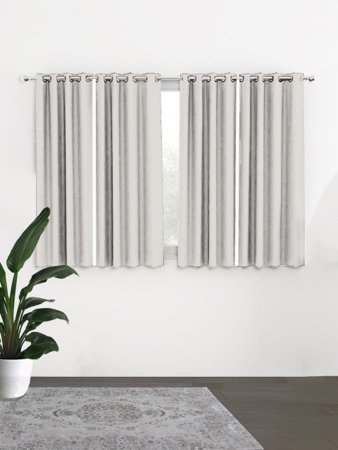 HOUZZCODE Off White Set of 4 Black Out Window Curtain