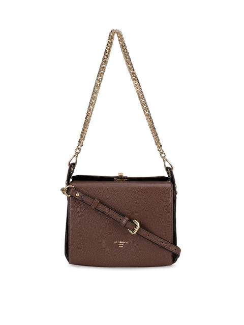 

Da Milano Brown Leather Structured Sling Bag