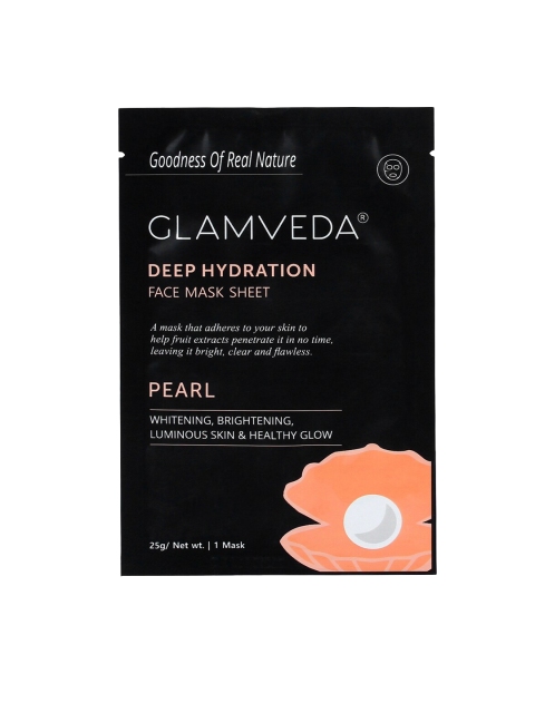 

Glamveda Women Pearl Whitening Korean Sheet Mask, Black
